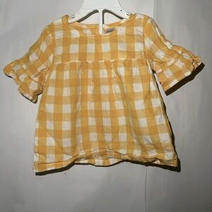 Carter’s Baby Top Linen/Cotton Yellow & White Checkered size 24 months